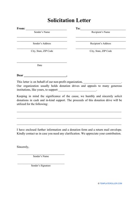 Solicitation Letter Template Download Printable PDF.